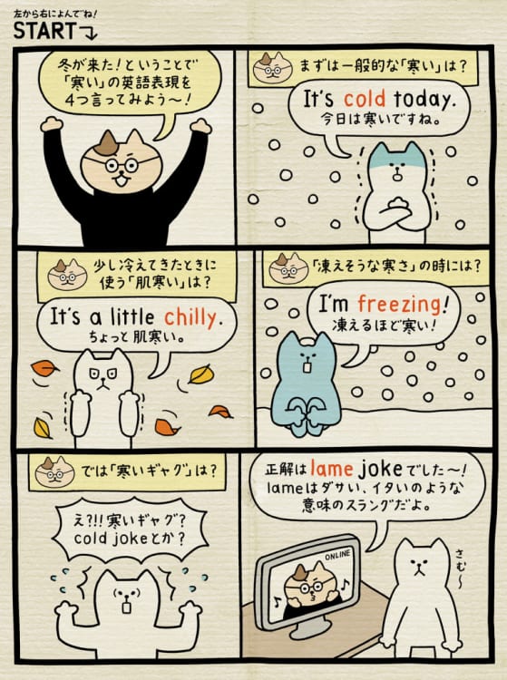 寒い って英語でcoldだけじゃないの しろねこトーフで英会話vol 131 English Lab イングリッシュラボ レアジョブ英会話が発信する英語サイト 寒い って英語でcoldだけじゃないの しろねこトーフで英会話vol 131 English Lab イングリッシュラボ レアジョブ英会話が発信する英語サイト