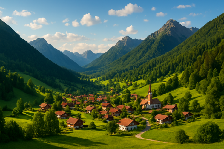 緑豊かなパノラマの景観