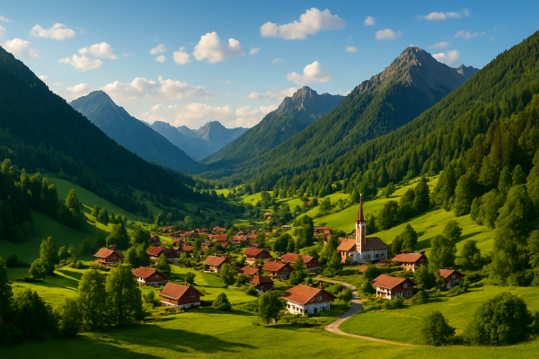 緑豊かなパノラマの景観