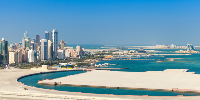 Bird view panorama of Manama city, Bahrain